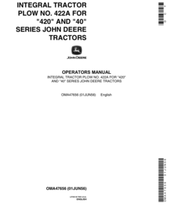 John Deere 422A Moldboard Plow Operator's Manual (OMA47656)