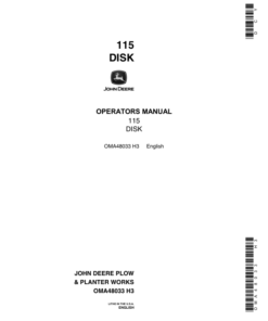 John Deere 115 Rigid Disk Operator's Manual (OMA48033)