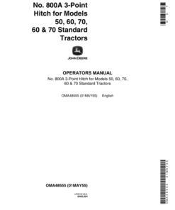 John Deere No. 800A Three-Point Hitch Operator's Manual (OMA48555)