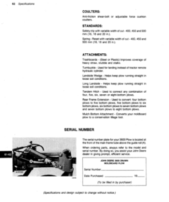 Alternative view of John Deere 3600 Drawn Moldboard Plow Operator's Manual (OMA49766)