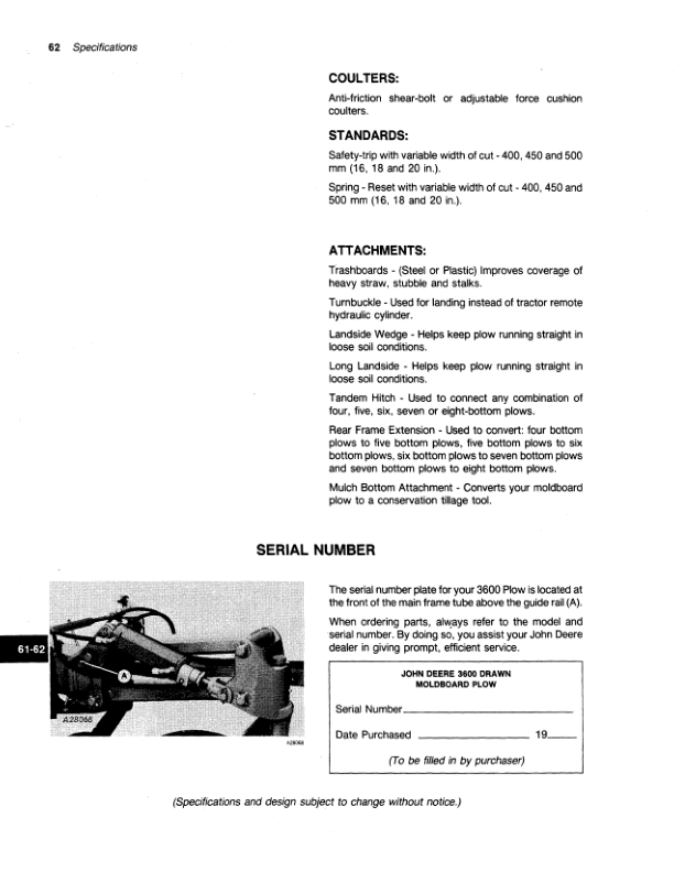 John Deere 3600 Drawn Moldboard Plow Operator's Manual (OMA49766) - Image 2