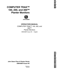 John Deere Computer Trak 100, 200, 300 Planter Monitors (Export) Operator's Manual (OMA49879)