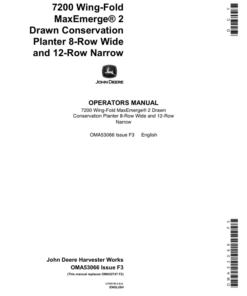 John Deere 7200 Drawn (Wing-Fold) Planters 8RW & 12RN Operator's Manual (OMA53066)