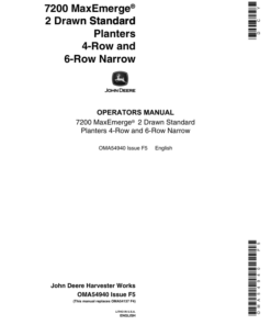 John Deere 7200 Drawn (Standard) Planters 4R & 6RN Operator's Manual (OMA54940)