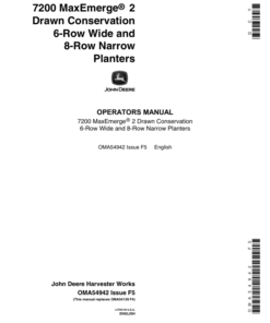 John Deere 7200 MaxEmerge2 Drawn Planter (6RW, 8RN) Operator's Manual (OMA54942)