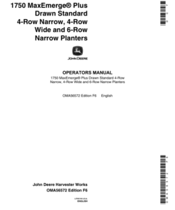 John Deere 1750 4RN&W 6RN STD FRME PLT(670101- Operator's Manual (OMA56572)