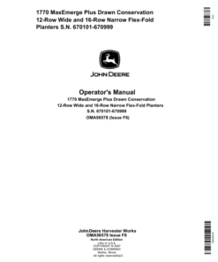 John Deere 1770 Drawn Planters (670101 - 670999) Operator's Manual (OMA56578)