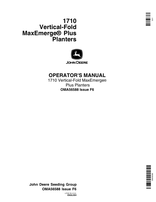 John Deere 1710 Integral Planter Operator's Manual (OMA56588)