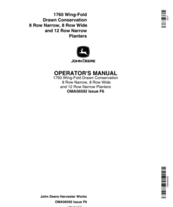John Deere 1760 Drawn Planter (670101-670999) Operator's Manual (OMA56592)