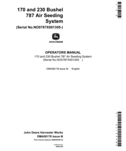 John Deere 787 Air Seeding System (001305-) Operator's Manual (OMA58178)