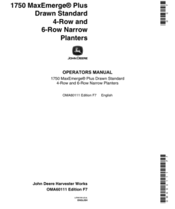 John Deere 1750 Drawn Planters 4RN - 4RW - 6RN (675101-675999) Operator's Manual (OMA60111)