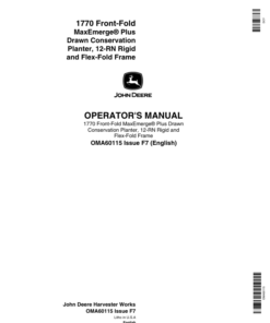 John Deere 1770 Drawn Planters (675101-659999) Operator's Manual (OMA60115)