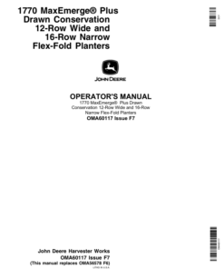 John Deere 1770 Drawn Planters (675101-675999) Operator's Manual (OMA60117)