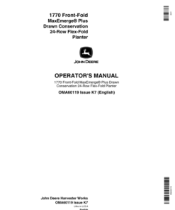 John Deere 1770 Drawn Planters (685101-685999) Operator's Manual (OMA60119)
