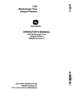 John Deere 1730 Integral Planter (675101-675999) Operator's Manual (OMA60133)
