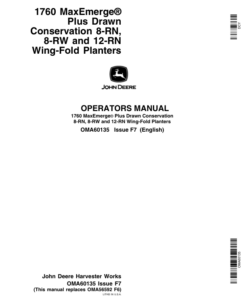 John Deere 1760 Drawn Planter (675101-685999) Operator's Manual (OMA60135)
