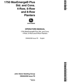 John Deere 1750 Drawn Planters (680100-684999) (4R - 6N - 6W - 8N = Conservation) (4N - 4W - 6N = Standard) Operator's Manual (OMA62298)