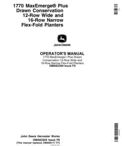 John Deere 1770 Drawn Planters (680101-680999) Operator's Manual (OMA62304)