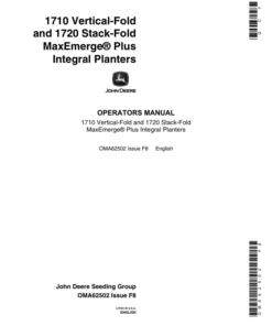 John Deere 1710 & 1720 Integral Planters Operator's Manual (OMA62502)
