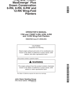 John Deere 1760 & 1760NT Planters (North American) (690101-695100) Operator's Manual (OMA67600)