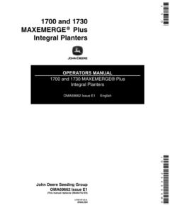 John Deere 1700, 1730 Integral Planters (695101-695999) Operator's Manual (OMA69662)