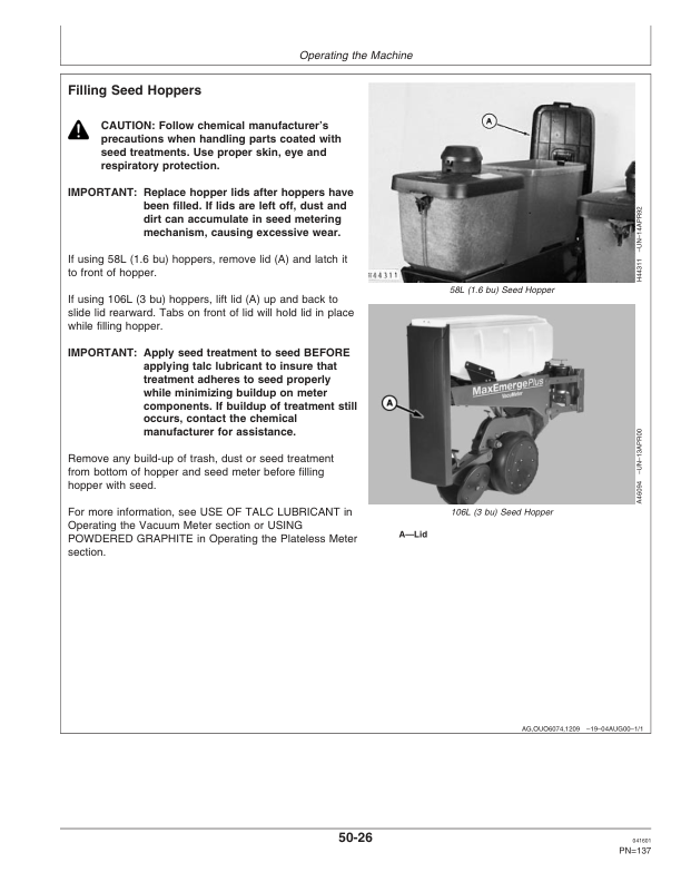 John Deere 1700, 1730 Integral Planters (695101-695999) Operator's Manual (OMA69662) - Image 2