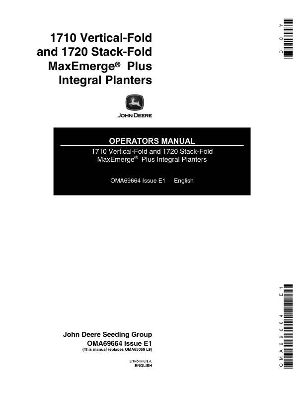 John Deere 1710 & 1720 Integral Planter Operator's Manual (OMA69664)