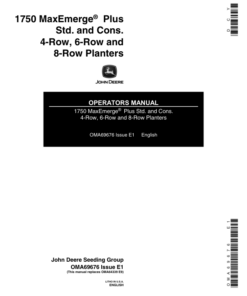 John Deere 1750 Drawn Planters (695101-695999) (4R - 6N - 6W - 8N) Operator's Manual (OMA69676)