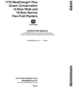 John Deere 1770 Drawn Planters (Includes OM Supplement A76259) Operator's Manual (OMA69688)