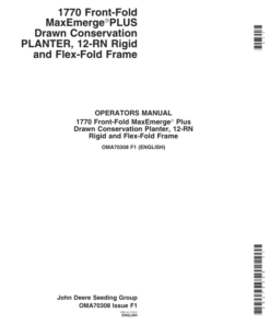 John Deere 1770 Drawn Planter (695101- ) Operator's Manual (OMA70308)