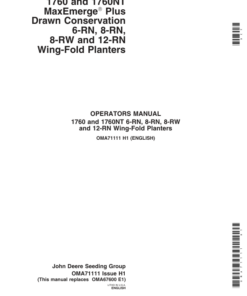 John Deere 1760 & 1760NT Drawn Planter (695101-695999) Operator's Manual (OMA71111)