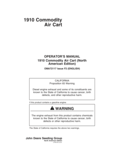 John Deere 1910 Commodity Air Cart (Ground Driven) North America (695101-695999) Operator's Manual (OMA72117)