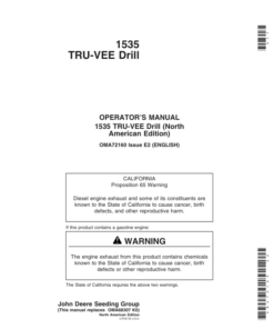 John Deere 1535 TRU-VEE Drill (North America) (000000-710100) Operator's Manual (OMA72160)