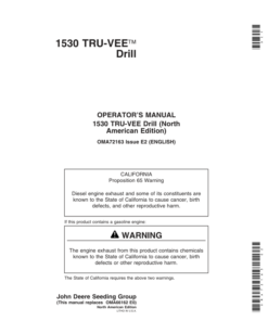 John Deere 1530 Tru-Vee Drill (North America) (000000-710100) Operator's Manual (OMA72163)