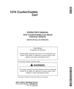 John Deere 1570 Coulter/Caddie Cart (North American) (705101-725100) Operator's Manual (OMA72169)