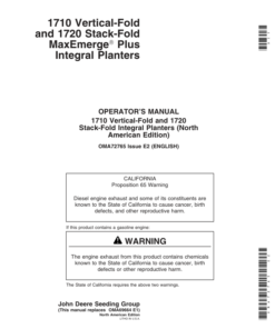 John Deere 1710 & 1720 Integral Planter Operator's Manual (OMA72765)