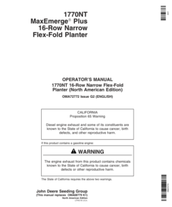 John Deere 1770NT Drawn Planter (700101-) Operator's Manual (OMA72772)