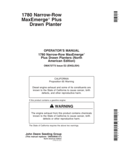 John Deere 1780 Drawn Planter (700101-700999) Operator's Manual (OMA72773)