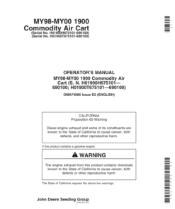 John Deere 1900 Commodity Air Cart North America Operator's Manual (OMA74085)