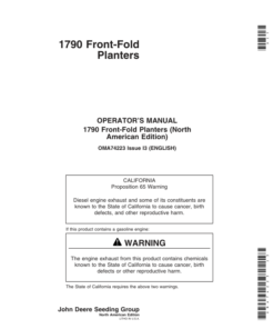 John Deere 1790 Drawn Planters (700101-700999) Operator's Manual (OMA74223)