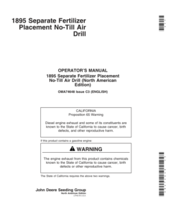 John Deere 1895 SFP No-Till Air Drill North America (7100101-705100) Operator's Manual (OMA74648)