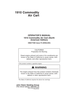 John Deere 1910 Commodity Air Cart (Ground Driven) North America (705101-710100) Operator's Manual (OMA77384)
