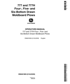 John Deere 777, 777H Moldboard Plows Operator's Manual (OMA81859)