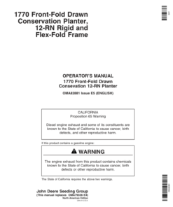 John Deere 1770 Drawn Planters (705101-715999) Operator's Manual (OMA82881)