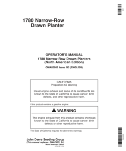 John Deere 1780 Drawn Planter (705101-715999) Operator's Manual (OMA82902)