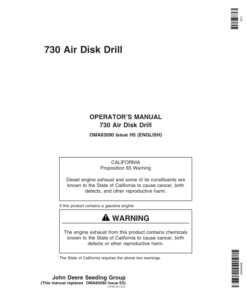 John Deere 730 Air Disk Drill (715101-720100) (North American) Operator's Manual (OMA83090)