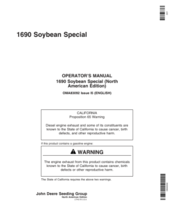 John Deere 1690 Soybean Special Operator's Manual (OMA83092)