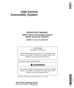 John Deere 1690 Central Commodity System Operator's Manual (OMA83111)