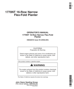 John Deere 1770NT 16-Row MaxEmerge Planter Operator's Manual (OMA83916)
