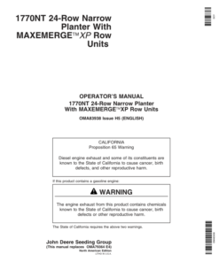 John Deere 1770NT 24-Row MaxEmerge Planter Operator's Manual (OMA83938)